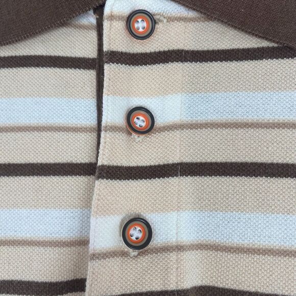 Vintage South Pole Polo Shirt Mens XLarge Brown Stripes Authentic Collection - Picture 6 of 12